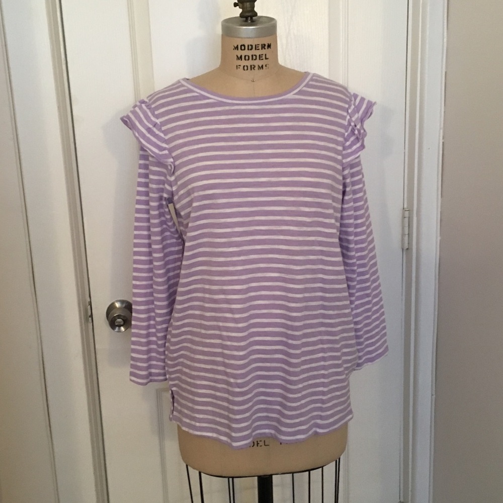 NWT Long sleeve purple and white stripe top